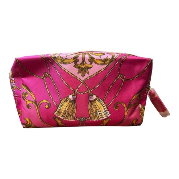 Estee Lauder Handbags - ESTEE LAUDER MAKEUP BAG Pink & Gold Zippered 10” x 5” New